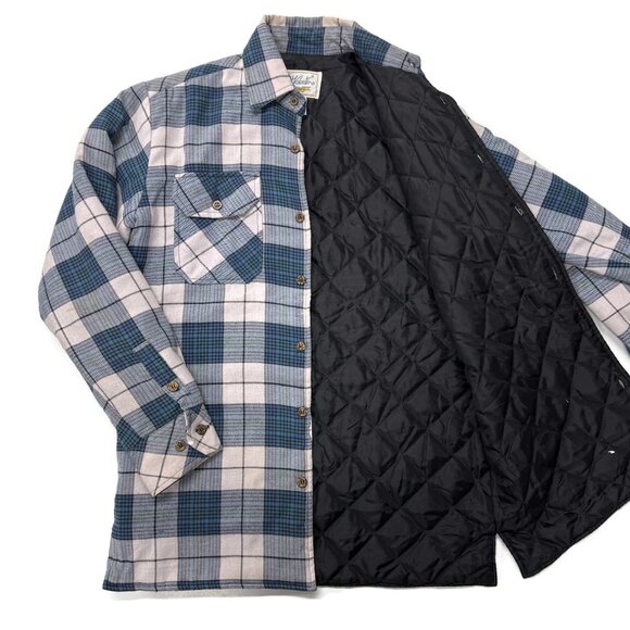 Hugo Valentino Lined Quilted Plaid Flannel Shirt Jacket Mens Small Shacket - Picture 1 of 13